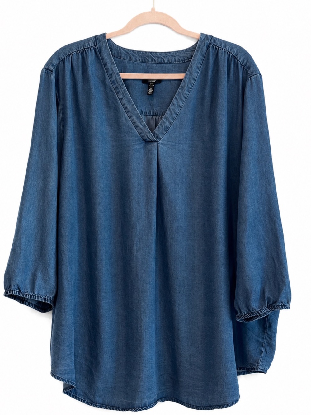 Jones New York Signature 3X Blue Lyocell Chambray Tunic Blouse
